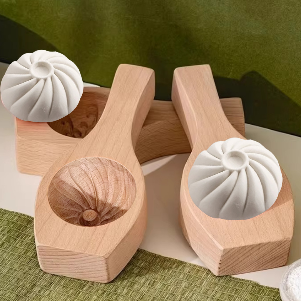 Khuôn bánh ngọt bằng gỗ nguyên khối 3 kích cỡ cho bánh bao / món tráng miệng | Dụng cụ nhà bếp thân thiện với môi trường với bề mặt nhẵn, dễ dàng làm sạch & thiết kế chống dính