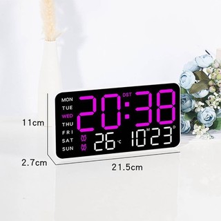 Đồng hồ treo tường điện tử NOOKSTORY, Đồng hồ LED kỹ thuật số nhiệt độ đa chức năng, Điều khiển bằng giọng nói Đồng hồ bàn hiển thị ngày DST cho phòng ngủ