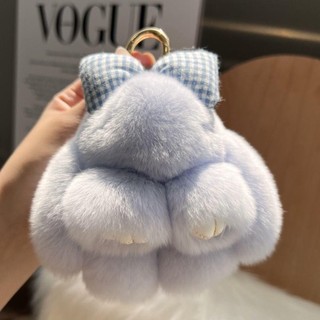 MODOMINO Pompoms Bow Rabbit Mặt dây chuyền, Treo trang trí Móc khóa búp bê thỏ lông tơ sang trọng, Búp bê nhồi bông dễ thương Phim hoạt hình Túi móc khóa ô tô Phụ kiện