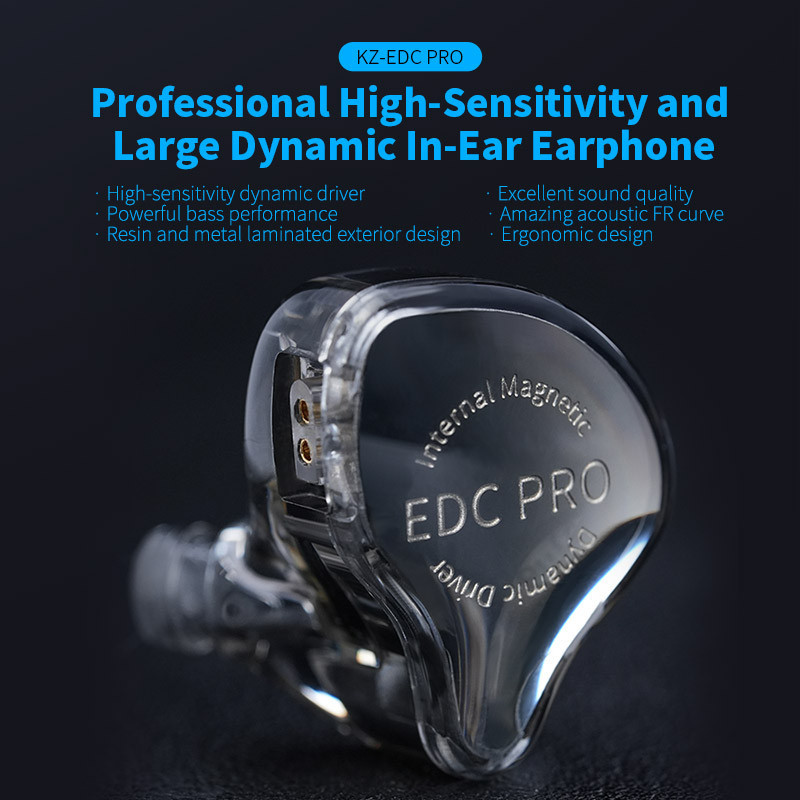 Kz EDC PRO HIFI Tai nghe có dây trong tai tốt nhất Tai nghe giám sát trình điều khiển năng động lớn có cáp âm thanh có thể tháo rời