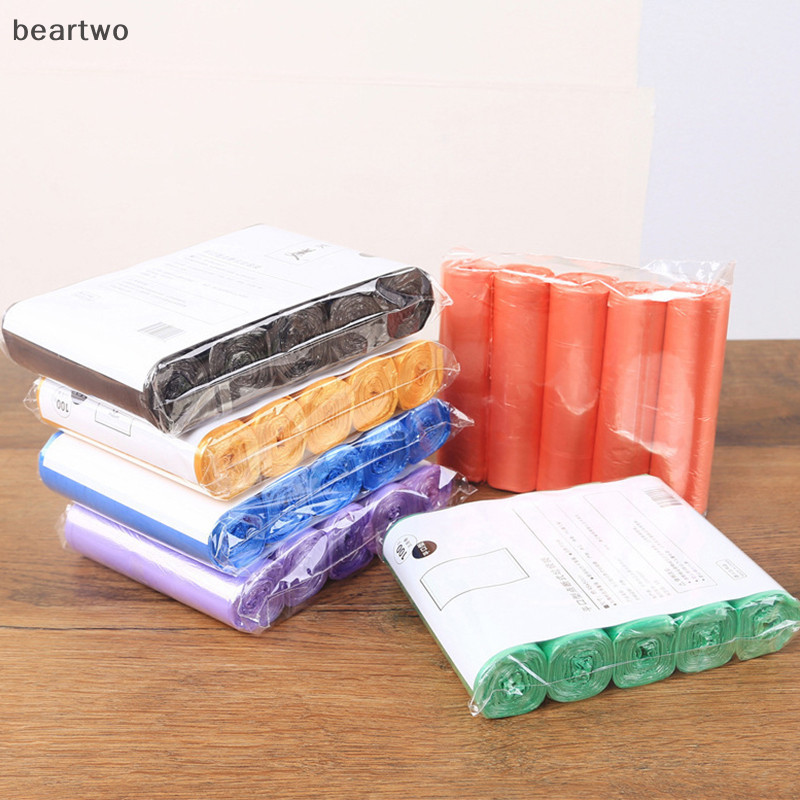 < Beartwo > 5 Cuộn 1 Gói 100 Chiếc Hộ Gia Đình Dùng Một Lần Túi Đựng Rác Nhà Bếp Túi Đựng Rác Vệ Sinh Túi Đựng Rác Túi Nhựa Đẹp