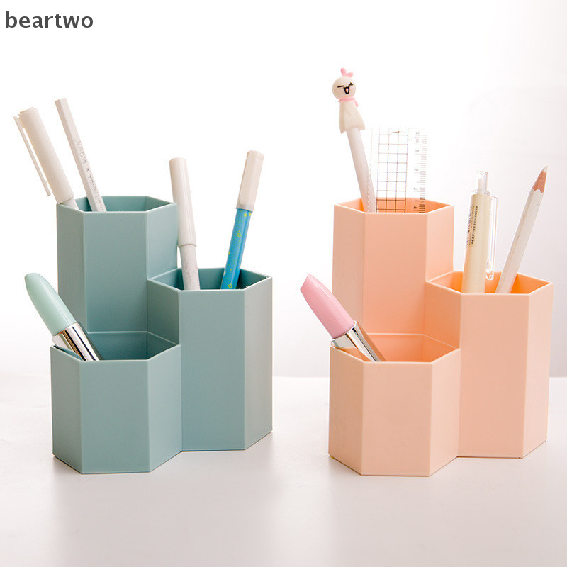 < Beartwo > Hộp đựng bút tổ ong mờ đơn giản Dung tích lớn Bàn làm việc đa chức năng Hộp lưu trữ văn phòng phẩm Phụ kiện văn phòng Đẹp