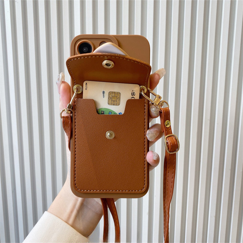 Ốp điện thoại đựng thẻ trái tim tình yêu Ins Style cho Xiaomi 15 Pro 14T Pro Poco C75 Redmi 14C 14R A4 A3 Pro Note 14 Pro Pro + Vỏ mềm có dây buộc chéo Vỏ chống rơi