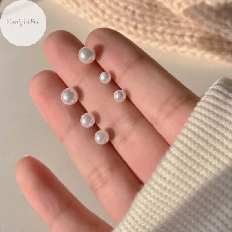 K2nightfee Bộ 3 Đôi Bông Tai Ngọc Trai Giả 5mm/6mm/8mm, Thanh Lịch, Đơn Giản, Trang Sức Cưới Nữ VN