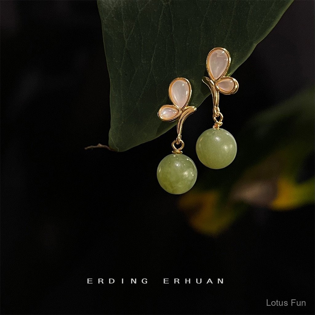 Hoa tai hình bướm bằng đá tự nhiên vỏ sò mạ 14k hoa tai phong cách sang trọng đơn giản đơn giản kiểu dáng thủ công cổ điển nghệ thuật cho nữ