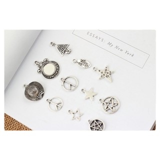 Vật liệu trang sức tự làm mới, phụ kiện bạc Tây Tạng, mặt dây chuyền, mặt dây chuyền, Mũ hoa bạc cổ, ngôi sao năm cánh, cây thông Noel, thời trang