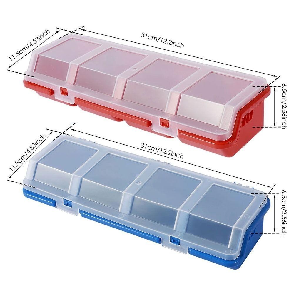 HWAIDY 1 Cái Hộp Bảo Quản, 4 Ngăn Có Nắp Vít Hộp Sắp Xếp, Màu Xanh Đỏ Màn Hình Nhựa Dụng Cụ Một Phần Hộp Đựng Thùng