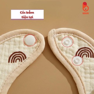 Yếm chữ U muslin mặt sau chống thấm, yếm ăn dặm chữ U 2 lớp thoáng khí họa tiết dễ thương cho bé