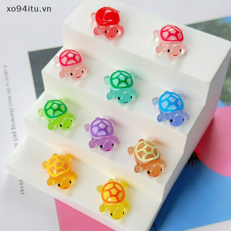 XOITU 10 Cái Hoạt Hình Dễ Thương Dạ Quang Rùa Nhựa Thu Nhỏ Bức Tượng Trang Trí Micro Phong Cảnh Trang Trí DIY Nhà Để Bàn Trang Trí Quà Tặng VN