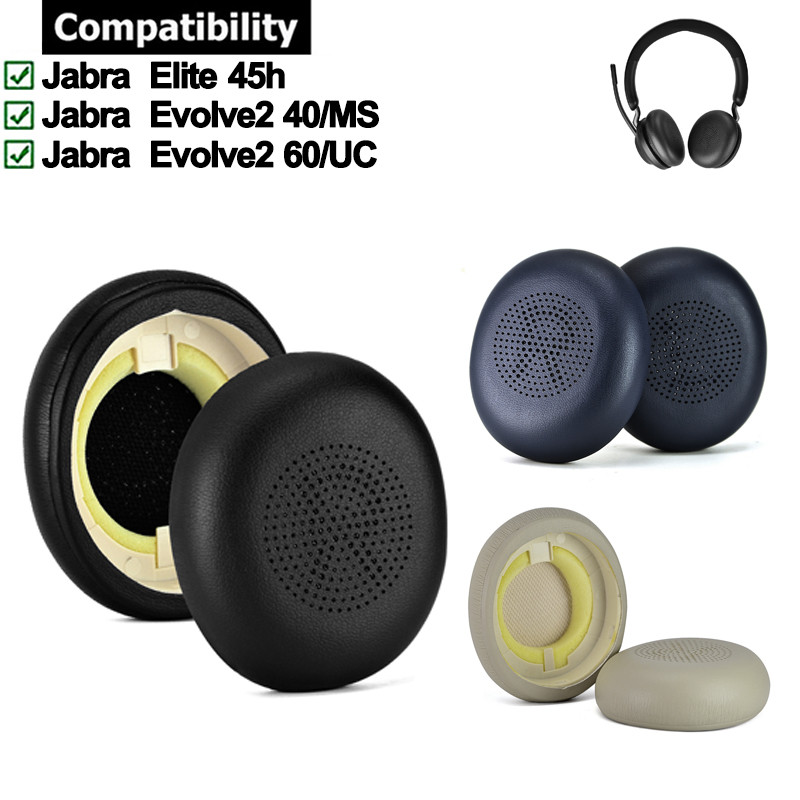 Cuscinetti Auricolari Di Ricambio Per Jabra Elite 45h, Evolve2 65 E Evolve2 40 – Imbottitura In Similpelle E Memory Foam, Nero, Facili Da Montare