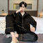 YHTN Đồ ngủ Nam cao cấp Bộ đồ rộng rãi dài tay cardigan mùa thu đồ mặc ở nhà mẫu thu đông có thể mặc ra ngoài bằng Nhung vàng dày dặn
