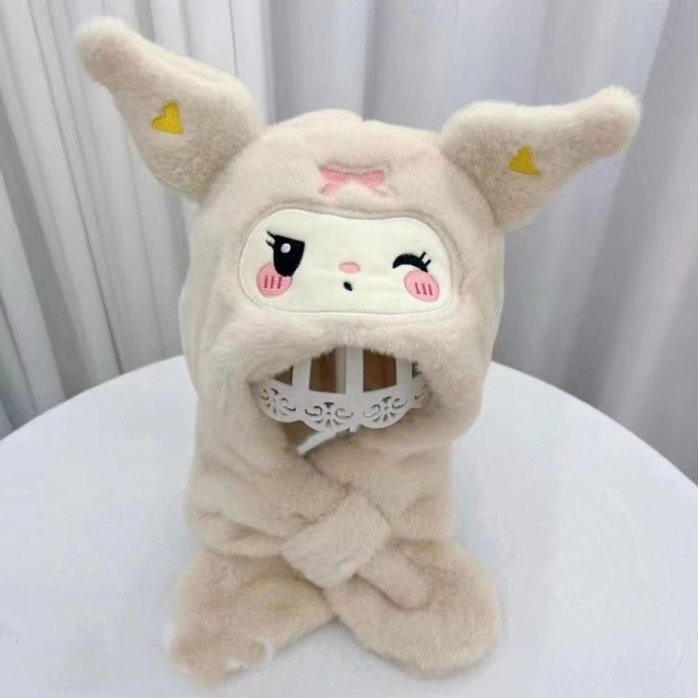 Mũ họa tiết kuromi nháy mắt cho bé kèm khăn quàng cổ và giữ ấm tai