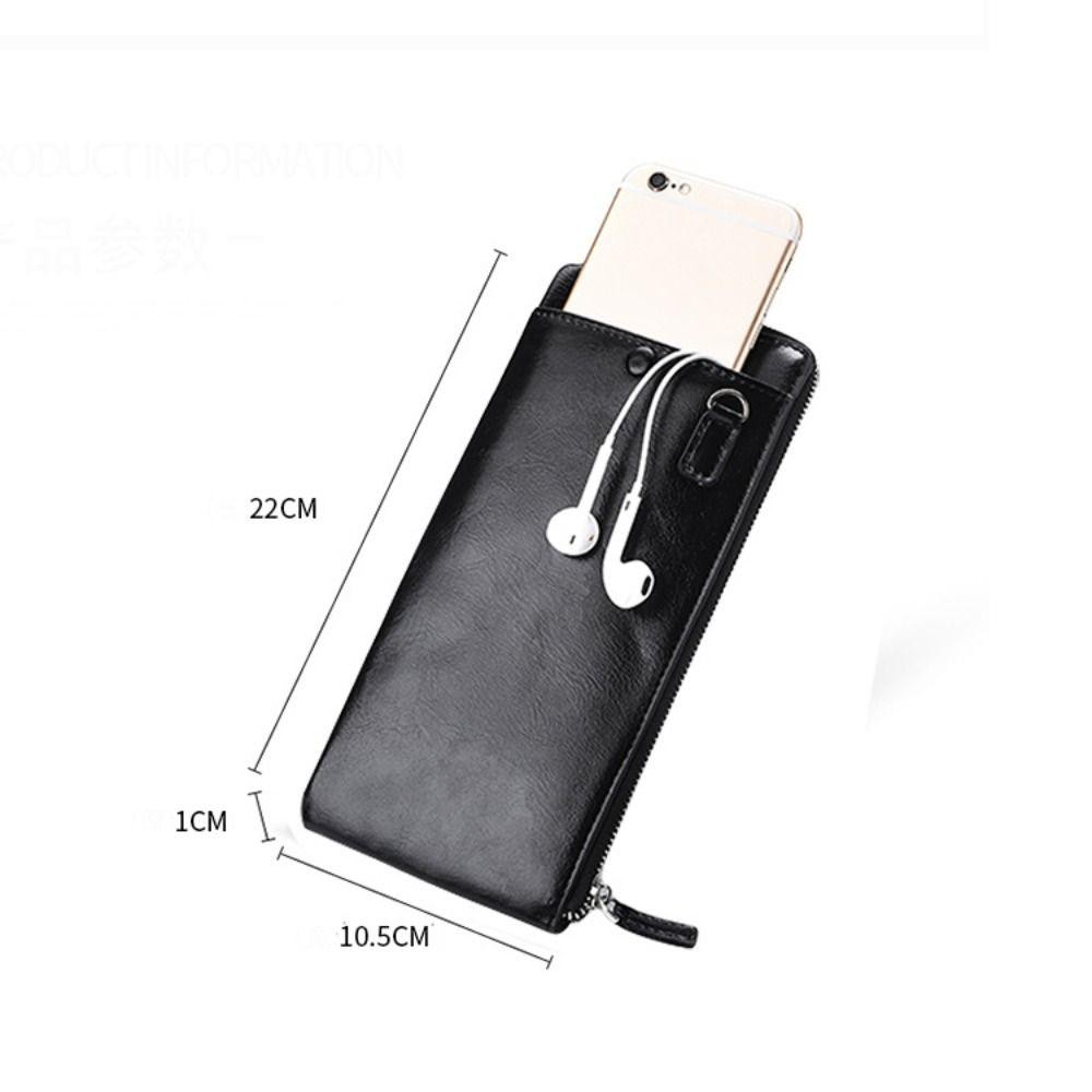 Ví đựng tiền xu HOBBYIN, Ví dài nam bằng da mềm mỏng, Túi ly hợp thời trang Túi đựng thẻ điện thoại dung lượng lớn