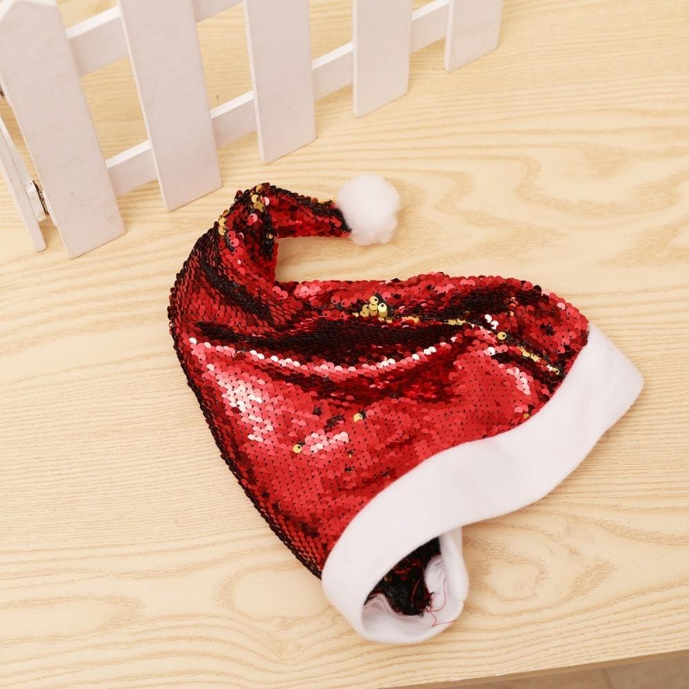 Mũ đổi màu MERIGGIARE, Mũ ông già Noel đổi màu đính cườm, Năm hạnh phúc Thoải mái mềm mại Mũ Giáng sinh đa năng dành cho nữ
