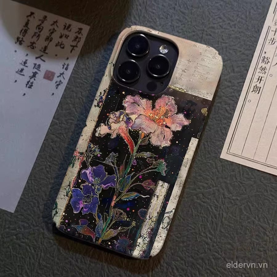 Cô Đơn Hoa QYJS dùng cho IPhone 11 13 14 15 ProMax 12 PRO X XR XSMAX SE 7 8plus 14 15 PLUS nghệ thuật mẫu mới vỏ cứng Vỏ bảo vệ cứng PC sang trọng nhẹ UOXV