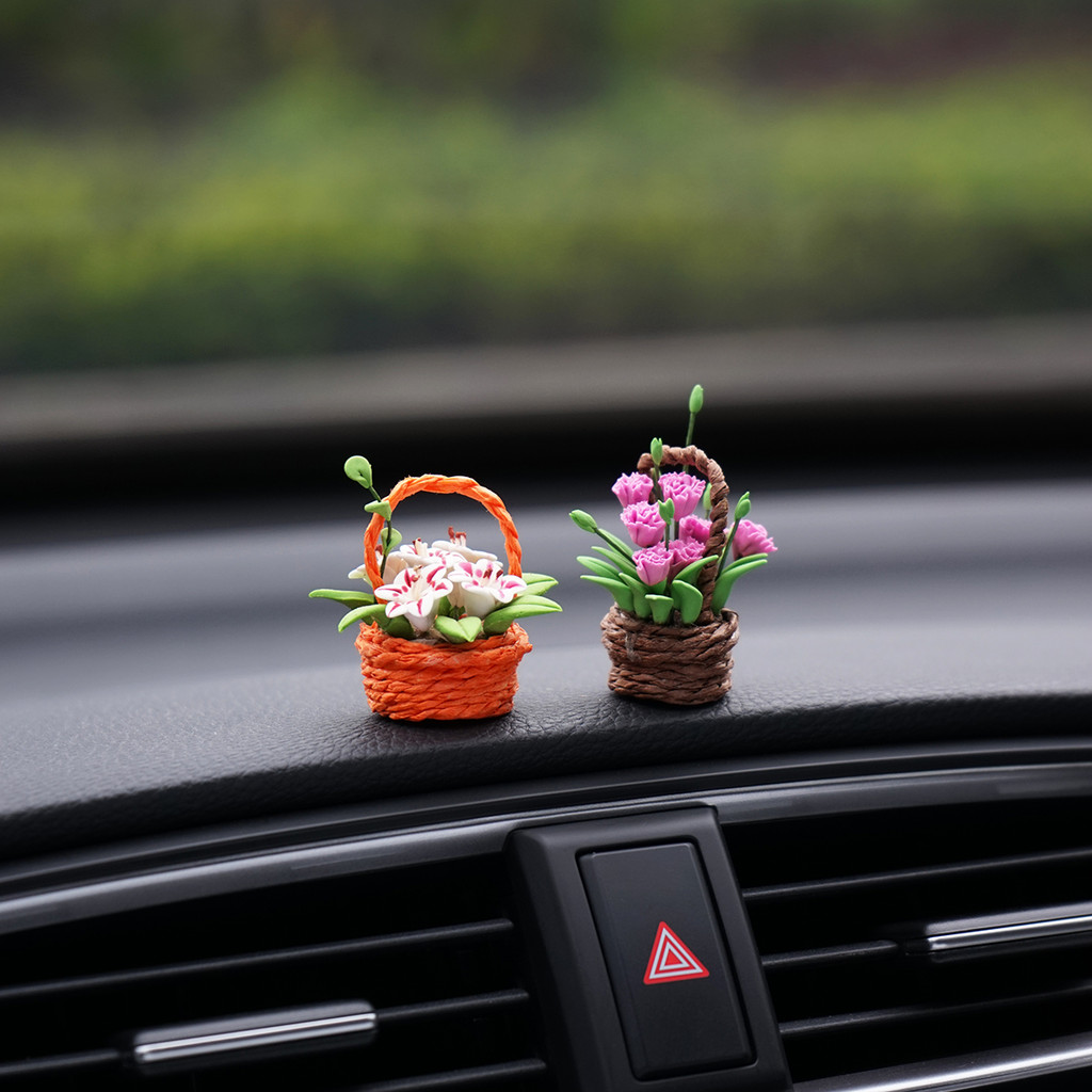 Giỏ Hoa Mini Trang Trí Ô Tô Bảng Điều Khiển Phụ Kiện Trang Trí Búp Bê ...