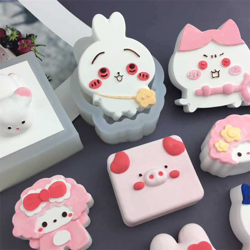 Thỏ Mèo Lợn Bánh Hình Bánh Mì Nướng Mô Hình Khuôn Silicon Mochi Đồ Chơi Khuôn Fondant Hương Liệu Thạch Cao Khuôn Bánh Sô Cô La Khuôn Làm Bánh DIY Khuôn Nướng Khuôn