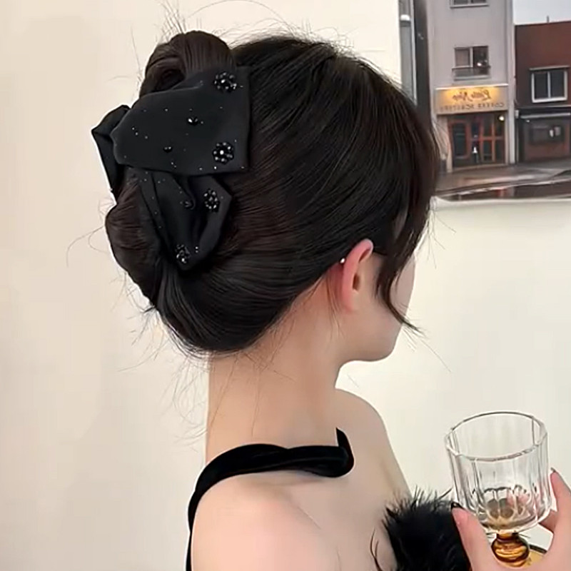 Kẹp tóc cao cấp màu đen, kiểu Pháp từ Hàn Quốc, cỡ lớn