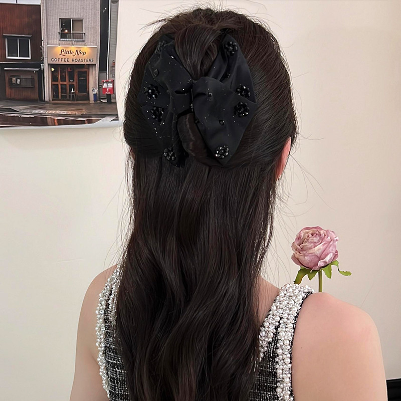 Kẹp tóc cao cấp màu đen, kiểu Pháp từ Hàn Quốc, cỡ lớn