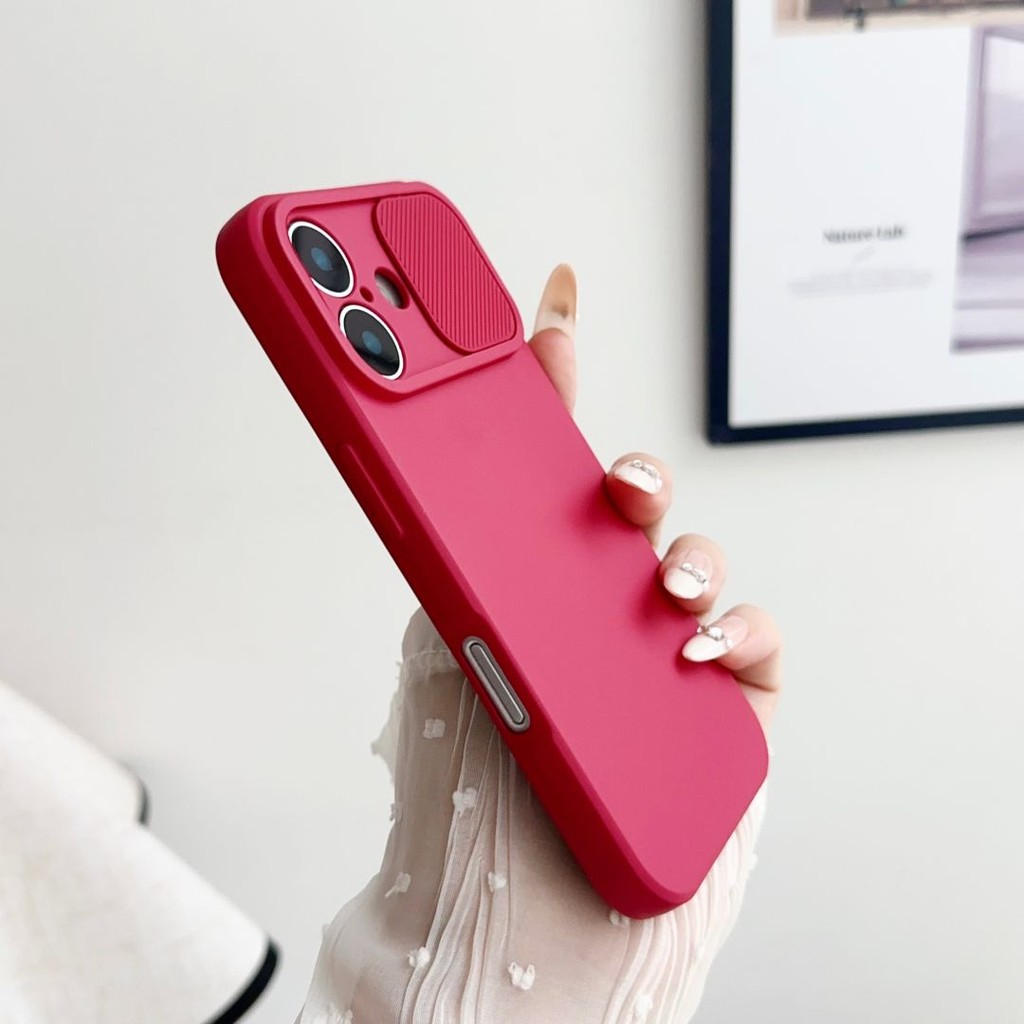 Ốp Mềm Bảo Vệ Ống Kính Cửa Sổ Trượt Cho IPhone 16 15 14 13 12 11 8 7 Pro Max Plus 12 13 Mini XSMAX XS XR Lithe Kết Cấu Da Da Cảm Thấy Chống Sốc Vỏ Điện Thoại Di Động
