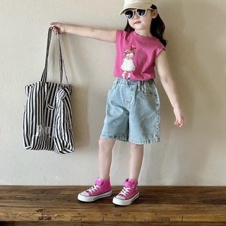 S188- Set áo thun ba lỗ phối quần short đùi cho bé gái size từ 10-30Kg