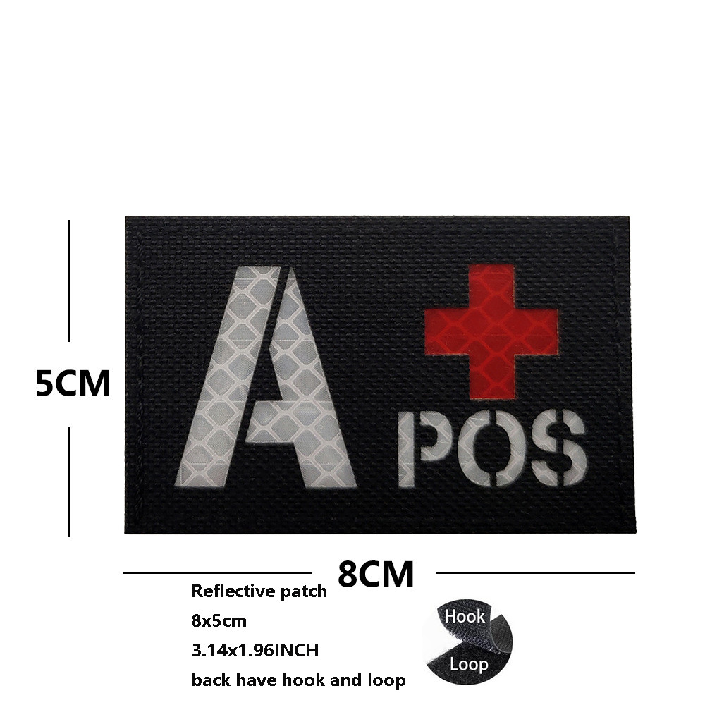Phụ kiện túi ngoài trời ABO Loại máu IR Nhận dạng Huy hiệu đạo đức ban đêm Huy hiệu Multicam CP Ngụy trang Phản quang Huy hiệu Velcro