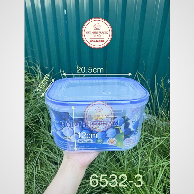 Hộp đựng thực phẩm VIỆT NHẬT, Dùng đựng đồ ăn để tủ lạnh, 4 nút cao su tránh côn trùng, mã SP 6532, 6530