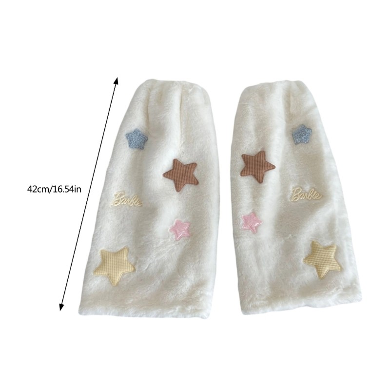 Cute Bowknot Plush Furry Leg Warmers for Women Winter Boot Toppers Long Socks