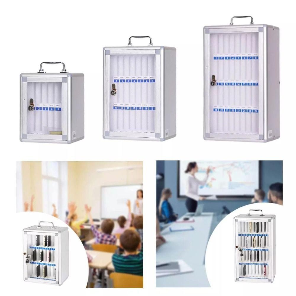 Hộp lưu trữ điện thoại cửa trong suốt CAST, Hợp kim nhôm Acrylic mang theo bằng tay Lưu trữ điện thoại hợp kim nhôm, Thiết thực có thể khóa 6 / 12 / 36 / 48 khe cắm Tủ lưu trữ Điện thoại di động