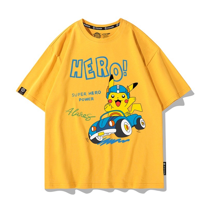 Áo thun hoạt hình Pokémon bé trai với Pikachu Charmander Psyduck Graphic Summer Tee