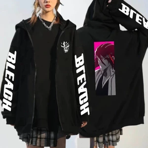 Bleach Anime Dây Kéo Áo Khoác Zip Up Áo Đồ Họa Thời Trang Y2K Dạo Phố Dây Kéo Áo Khoác Nữ
