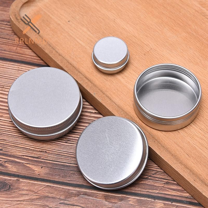 Rrlnmd > 5 Chiếc Nhôm Mini Tròn Thiếc Hộp Đựng Kim Loại Chai Bảo Quản Bình Vít Nắp Hộp Mới