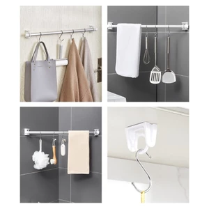 SA 2 Gói Xoay 360 Độ Tự Dính Thanh Treo Tường Giá Đỡ Treo Tường Cho Rèm Nhựa Trong Suốt Hoo