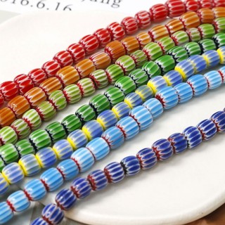 Hạt gốm pha màu tròn 9*7mm hạt bí ngô diy Bông tai làm bằng tay phụ kiện tóc vỏ điện thoại Vật liệu mặt dây chuyền bán buôn