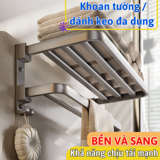 Giá Kệ Treo Khăn Nhà Tắm IKEA MAMA Gấp Gọn 90 Độ Dán Tường Cao Cấp Đồ Gia Dụng Thông Minh 2 lớp