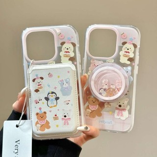 Hoạt Hình Dễ Thương jellycat Từ Đứng Ốp lưng iPhone16 15 14 13 Pro Max Chống Sốc Bảo Vệ camera Chống Rơi Lưng Cứng