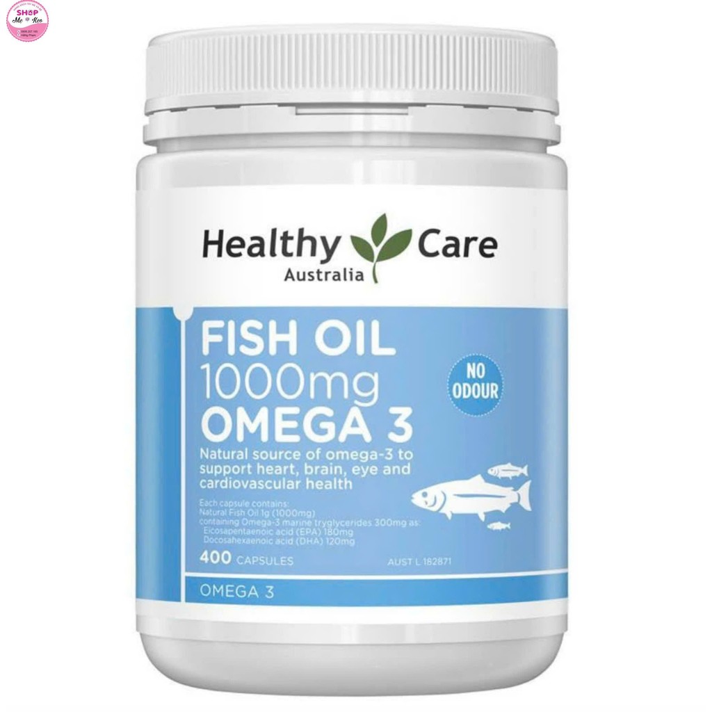 ( Lọ To 400 viên) Dầu cá Fish Oil Omega 3 1000mg Healthy Care Úc,400 viên