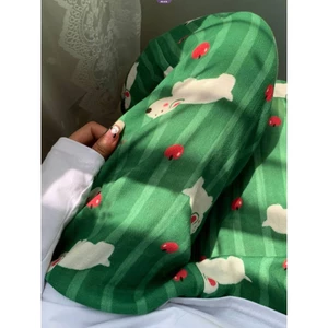 Retro Màu Xanh Chó Pyjama Quần Xuân Thu Mới Hàn Quốc Hoạt Hình Dễ Thương In Hình Rời Quần Nhà Nữ [BL]