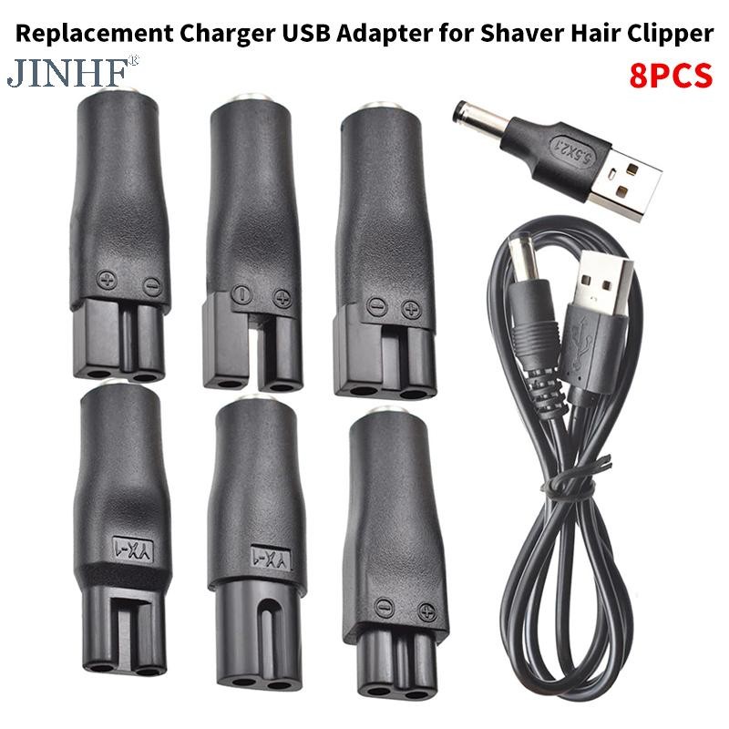 Jinhf 8 Chiếc Dây Nguồn 5V Sạc Thay Thế USB Adapter Cáp DC Chuyển Đổi Đa Năng Cho Mọi Loại Máy Cạo Râu Điện Cắt Tóc HOT
