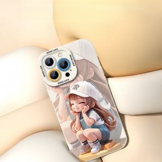 Ốp điện thoại sơn mặt bé gái cho iPhone16 / 15 / 14 / 13 / MINI / 12 / 11 / Pro MAX / X / XS / XR / 7 / 8 / 6 Vỏ bảo vệ toàn diện bằng silicon lỏng chống sốc và chống rơi