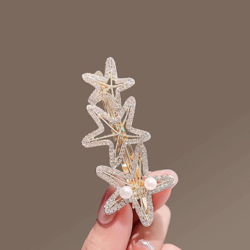 Mauropoli Kẹp Tóc Ngọc Trai Sao Biển Nữ Xuân Hè, Kẹp Bên, Kim Cương Giả, Kẹp Gãy, Mũ Đội Đầu Tóc Ngắn