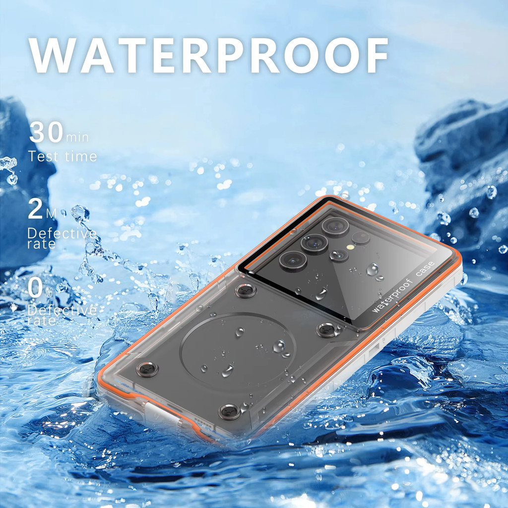 Ốp Điện Thoại Chống Thấm Nước IP68 Đa Năng Cho Samsung S25 Ultra S24 S23 Bơi Dưới Nước Lặn Cho iPhone 17 Air 16 15 14 17 Pro Max