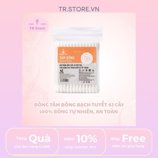 Bông Tăm Bông Bạch Tuyết 42 Cây - 100% Bông Tự Nhiên, An Toàn