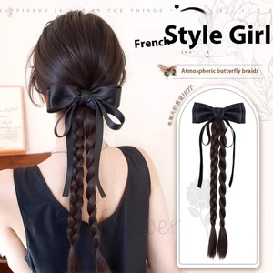 Nơ Streamer Đuôi Ngựa Tóc Giả Kẹp Xoắn Bện Đầu Sau Đuôi Ngựa Kẹp