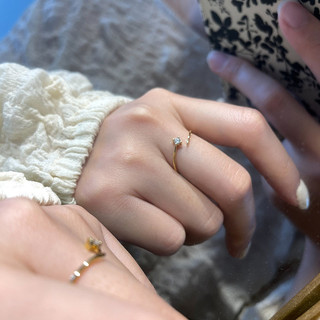 Nhẫn Vàng Nữ Mini Zircon Siêu Mỏng Nhẫn Nữ Có Thể Điều Chỉnh Mở Niche Nhật Bản Tối Giản Trơn Ban Nhạc Đuôi Nhẫn Đa Năng