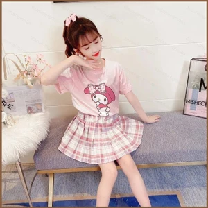 YT2 Bộ phong cách đi học mùa hè cho bé gái váy ngắn hoạt hình Bộ 2 món Cinnamoroll mymelody TY2