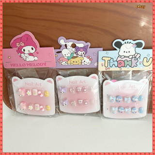 Miếng dán móng tay trẻ em Sanrio Kuromi 3D dễ thương, bộ móng đồ chơi hoạt hình, tháo rời, phù hợp bé gái