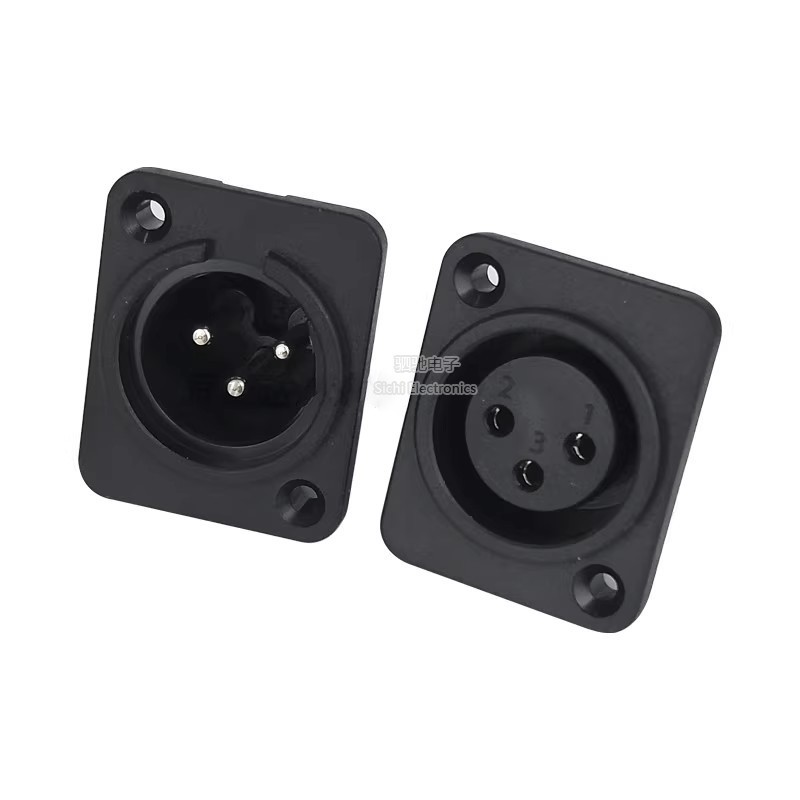 Canon đầu nối tín hiệu 3 chân, ổ cắm/ổ cắm nhựa, chân cong, pin thẳng, dùng cho thiết bị âm thanh