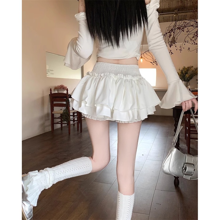 Váy lông tơ trắng mùa hè nữ phong cách múa ba lê váy công chúa eo cao thiết kế thích hợp Váy bánh chữ A