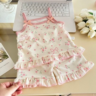 Bộ Đồ Bé Gái Mùa Hè Dễ Thương - Áo Dây Hoa Nhí Vải Mát Mềm Mịn